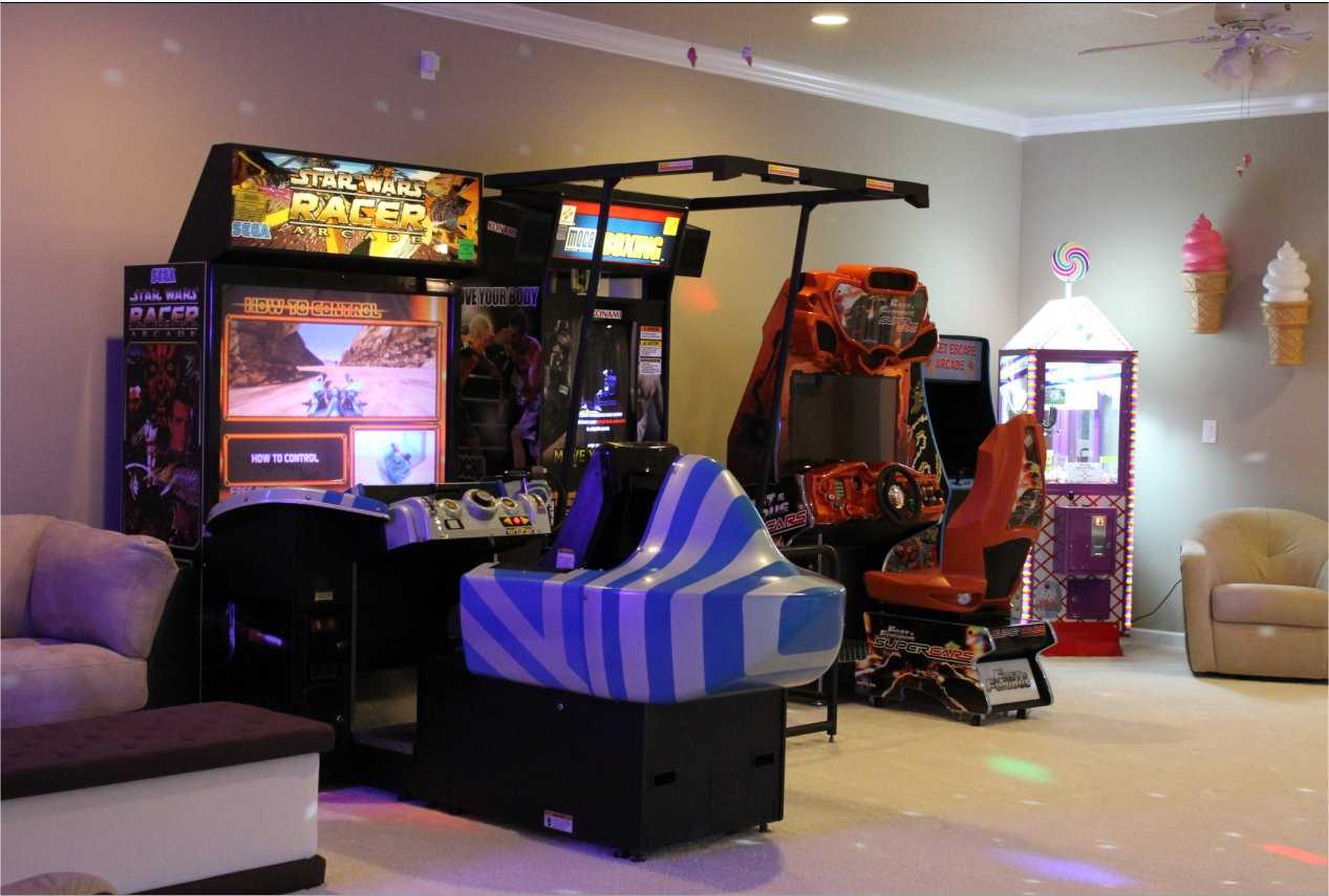 Video game arcade at The Sweet Escape vacation home rental near Orlando, Florida