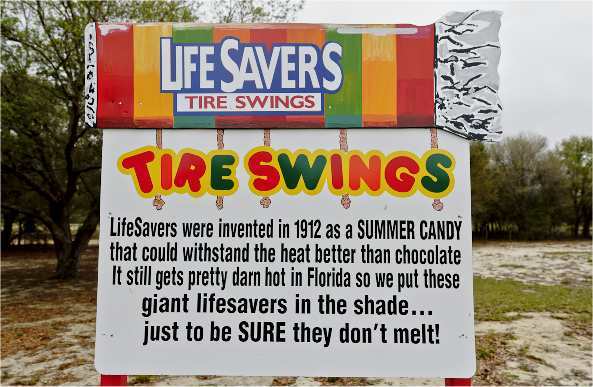 Lifesavers Candy tire swings at The Sweet Escape vacation rental